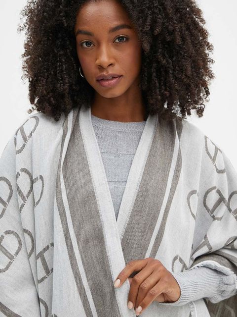 Twinset poncho z domieszką wełny kolor szary lekkie 242TA4710