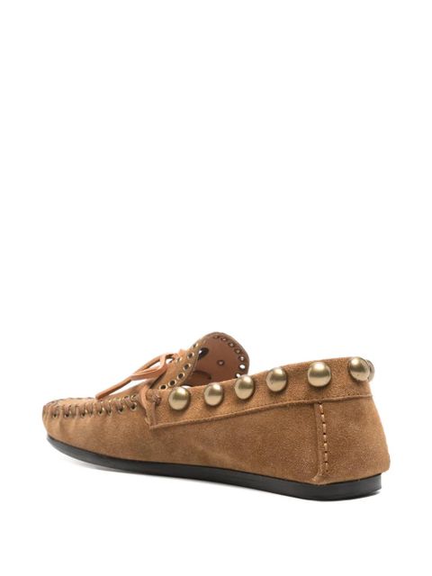 ISABEL MARANT Fitza eyelet studded loafers - Brown