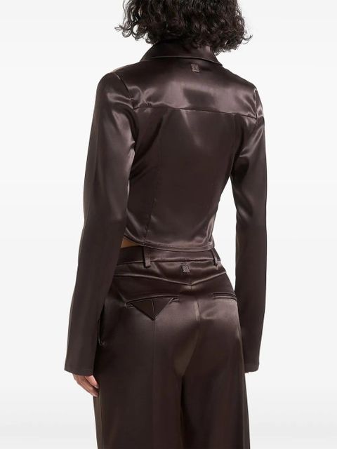 Manière De Voir Satia cowl-neck chain-detail satin shirt - Brown
