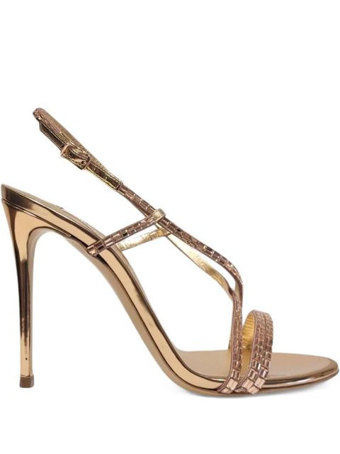 Casadei 100mm crystal-embellished slingback sandals - Gold - zdjęcie produktu nr 1