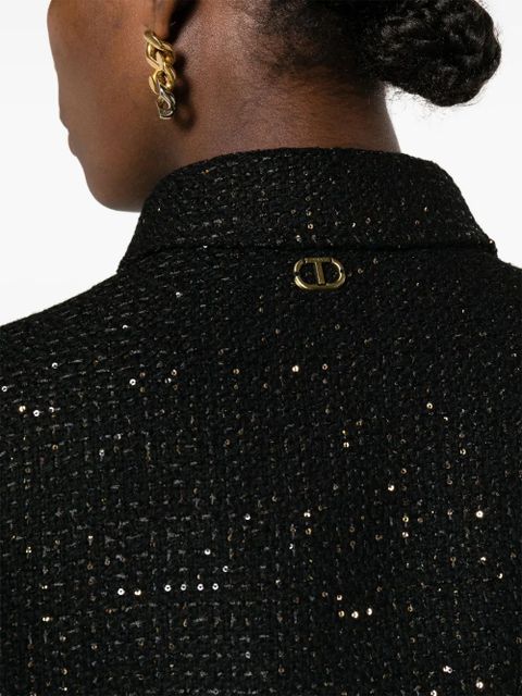 TWINSET sequin-embellished bouclé jacket - Black