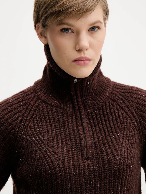 Tommy Jeans sweter z dodatkiem wełny damski kolor brązowy ciepły z golfem DW0DW21686