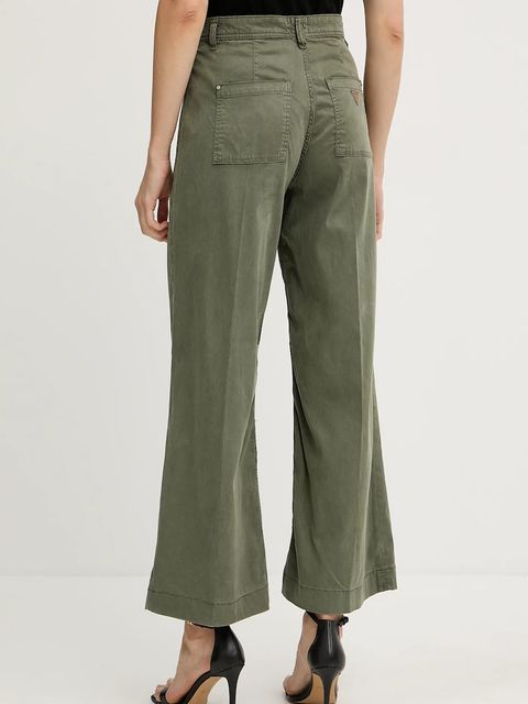 Guess spodnie DAKOTA damskie kolor zielony proste high waist W5GA1Y WH7B1 - zdjęcie produktu nr 2