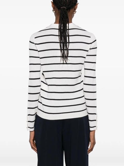 Max Mara striped V-neck cardigan - White