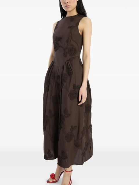 ROTATE BIRGER CHRISTENSEN flower-detail midi dress - Brown