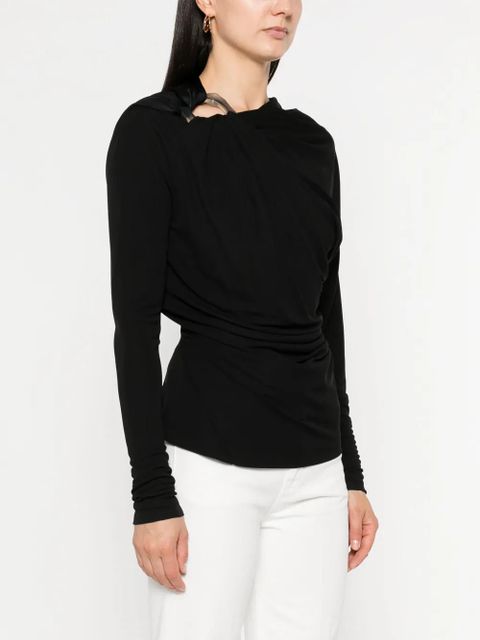 Victoria Beckham draped long-sleeve top - Black