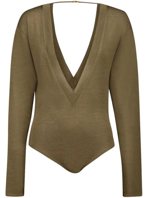 Saint Laurent fine-knit bodysuit - Green - zdjęcie produktu nr 1