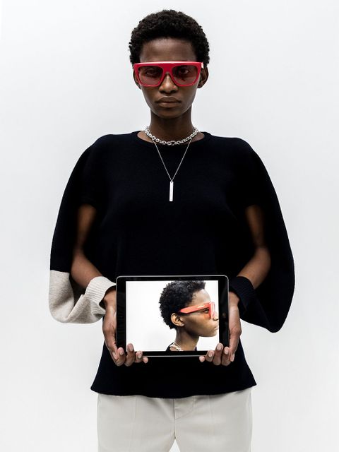 Bottega Veneta Eyewear BV1060S square-frame sunglasses - Red - zdjęcie produktu nr 2