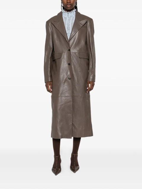 Nanushka single-breasted leather coat - Brown - zdjęcie produktu nr 2