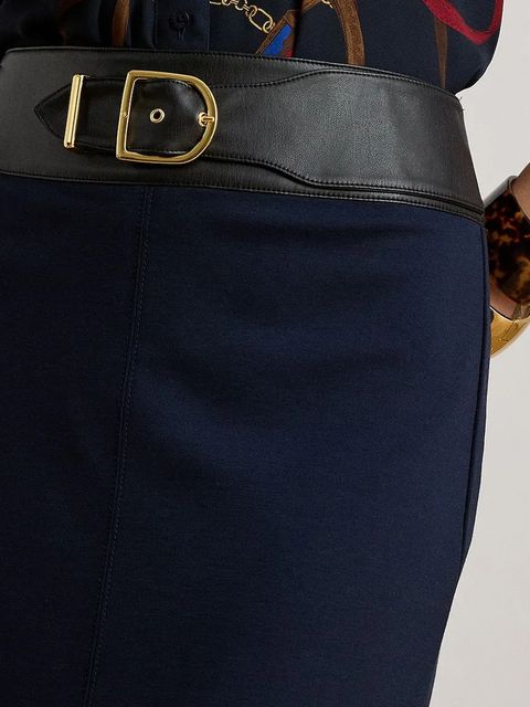 Lauren Ralph Lauren spódnica kolor granatowy midi ołówkowa 200P03729