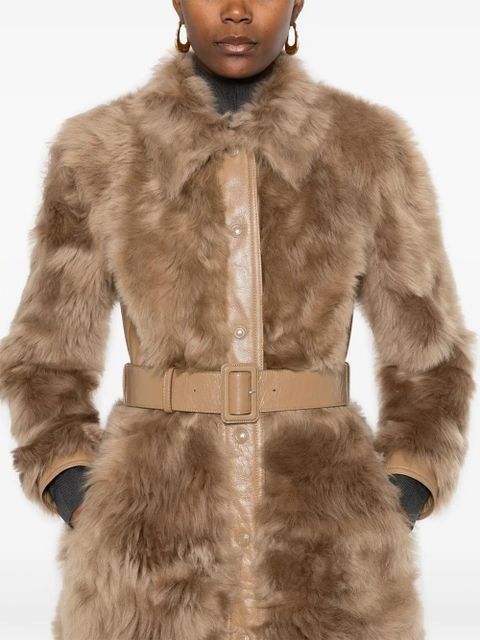 TOM FORD shearling belted coat - Brown