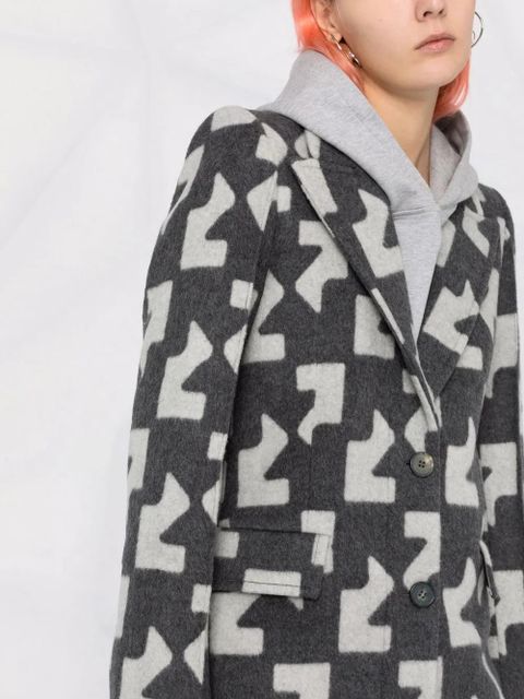 Off-White geometric pattern overcoat - Grey