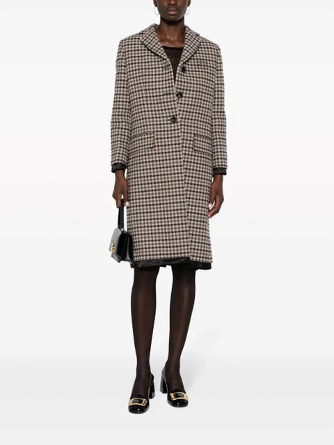 Miu Miu houndstooth-pattern single-breasted coat - Brown - zdjęcie produktu nr 2