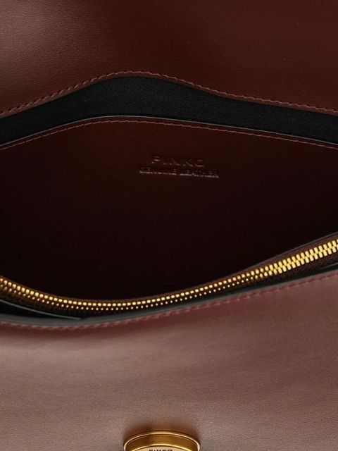 PINKO Love One Classic studded leather cross body bag - Brown