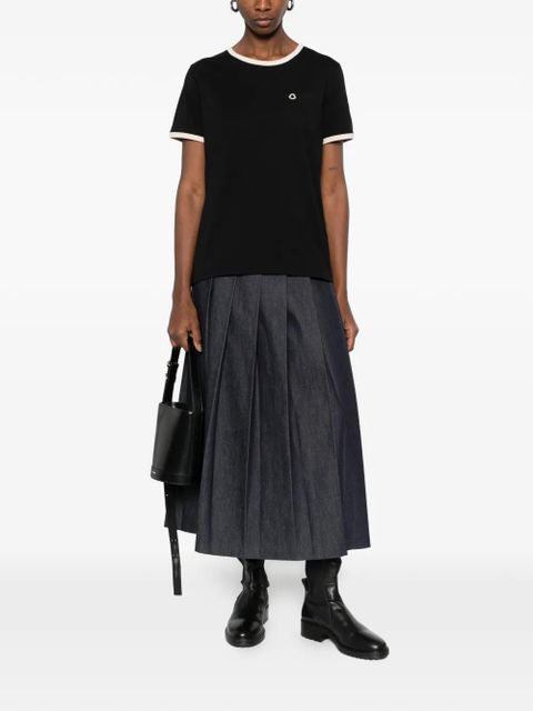 Moncler logo embroidery pocket T-shirt - Black