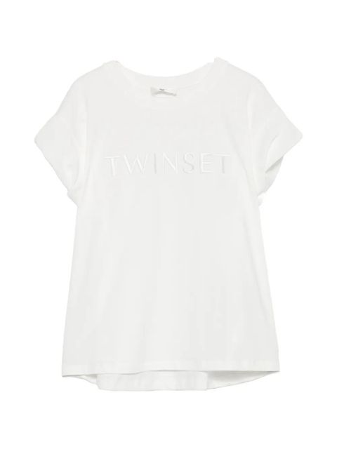 TWINSET logo-embroidered cap-sleeve T-shirt - White - zdjęcie produktu nr 1