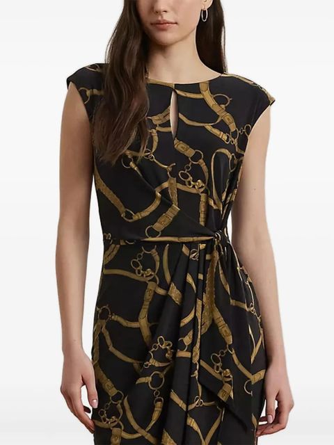 Lauren Ralph Lauren belt-pattern midi dress - Black - zdjęcie produktu nr 2