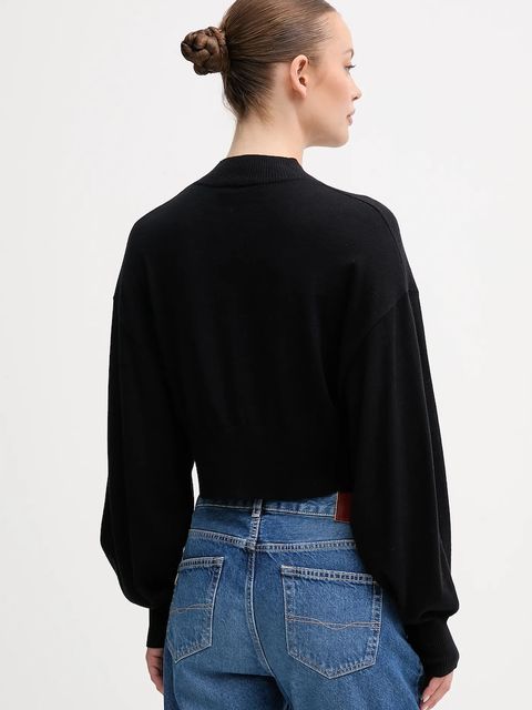 United Colors of Benetton sweter z dodatkiem wełny damski kolor czarny lekki z półgolfem 1Y6SD2041 - zdjęcie produktu nr 2