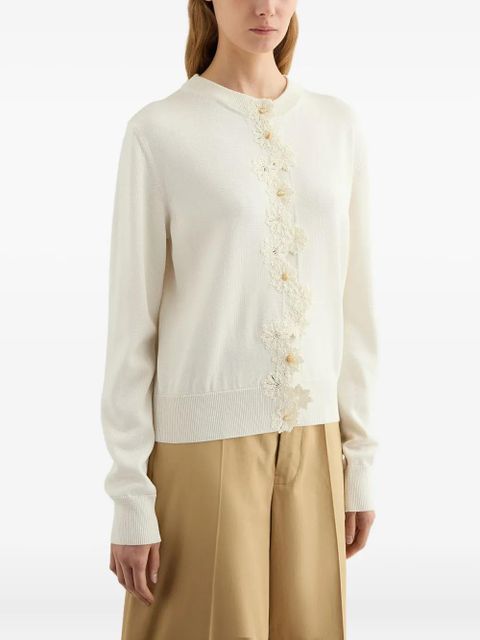 Jil Sander crochet-flowers cardigan - White - zdjęcie produktu nr 2