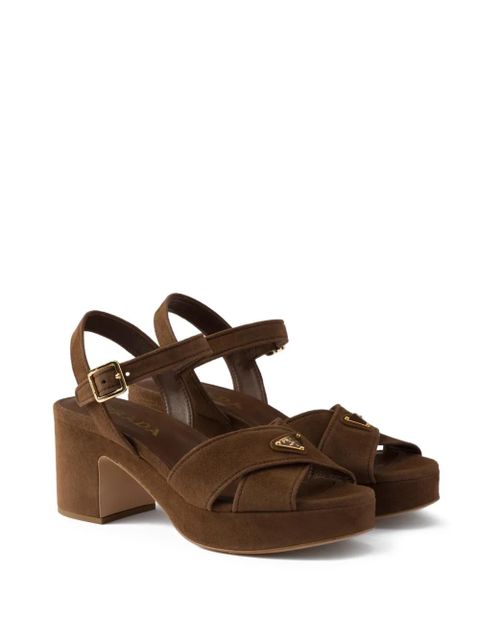 Prada criss-cross platform sandals - Brown - zdjęcie produktu nr 2