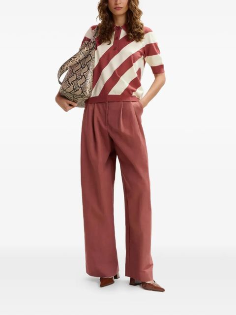 Essentiel Antwerp Joram striped embellished-collar polo shirt - Red