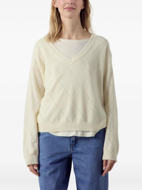 American Vintage diamond-knit V-neck sweater - Neutrals