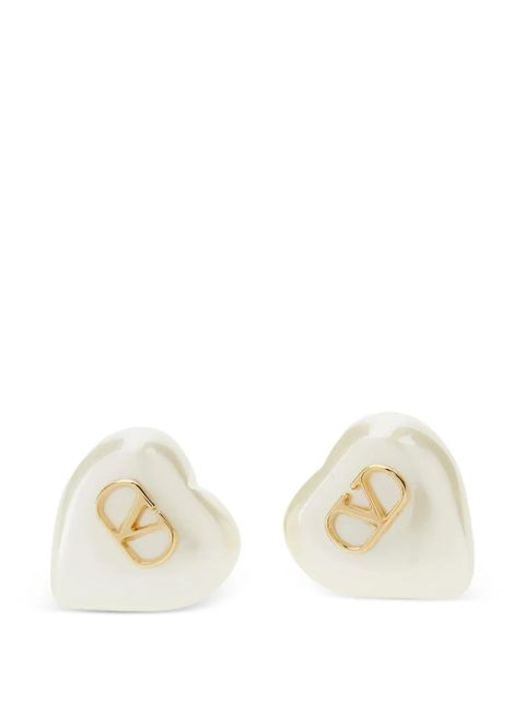 Valentino Garavani cream heart earrings - White - zdjęcie produktu nr 1