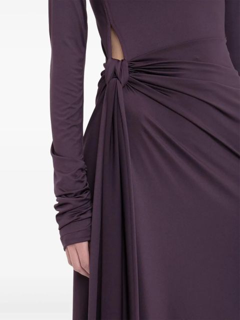 Victoria Beckham knot-detail long-sleeve gown - Brown