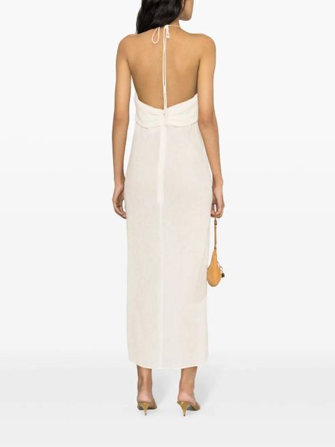 Magda Butrym faux pearl-embellished midi dress - Neutrals
