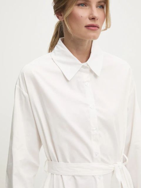 Answear.LAB sukienka bawełniana kolor biały midi rozkloszowana