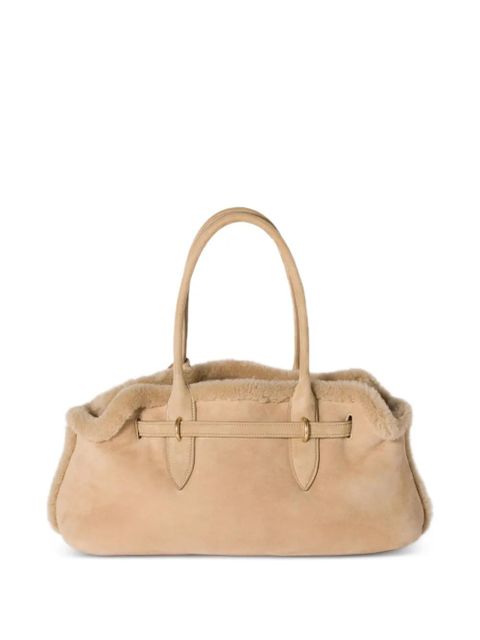 Miu Miu Aventure shearling tote bag - Brown