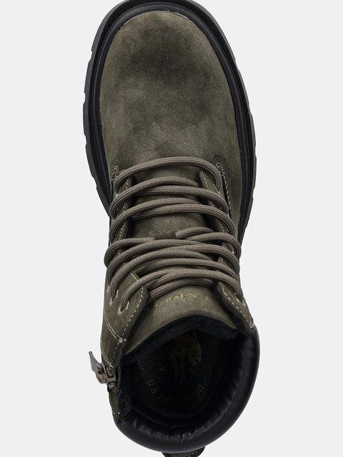 U.S. Polo Assn. botki SHONA001 damskie kolor zielony na płaskim obcasie SHONA001W/EHY1