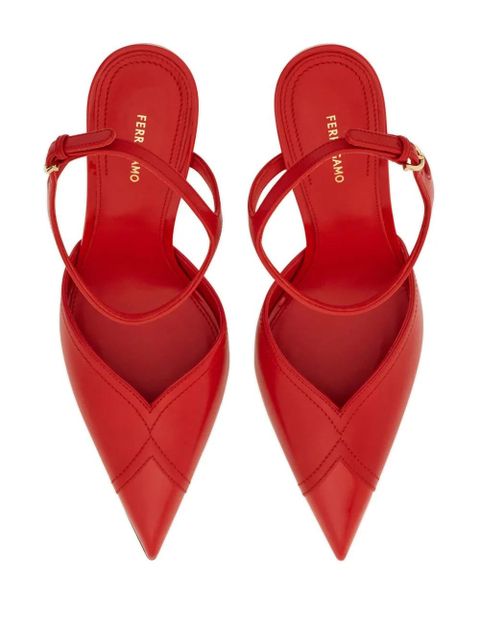 Ferragamo 95mm contrasting-inlays pumps - Red