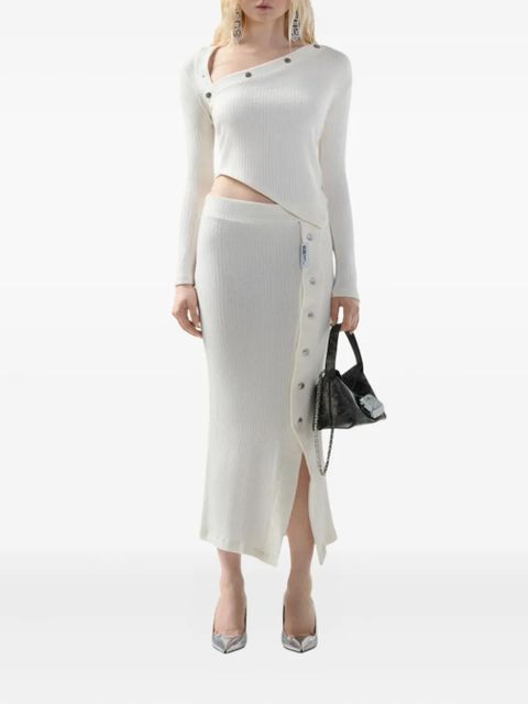 GCDS ribbed-button long-sleeved top - White - zdjęcie produktu nr 2