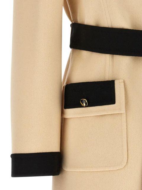 Valentino Garavani belted contrast-trim coat - Neutrals - zdjęcie produktu nr 2