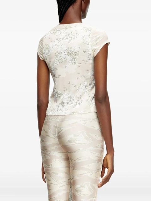 Diesel T-Afrymy lace-up floral top - Neutrals