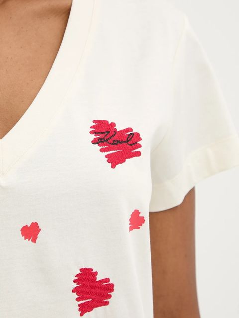 Karl Lagerfeld t-shirt bawełniany damski kolor beżowy A3W17017