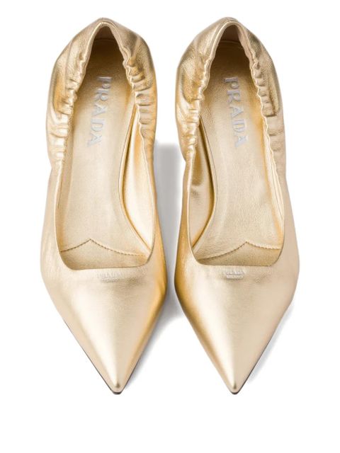 Prada 55mm ruched leather heeled pumps - Yellow - zdjęcie produktu nr 2