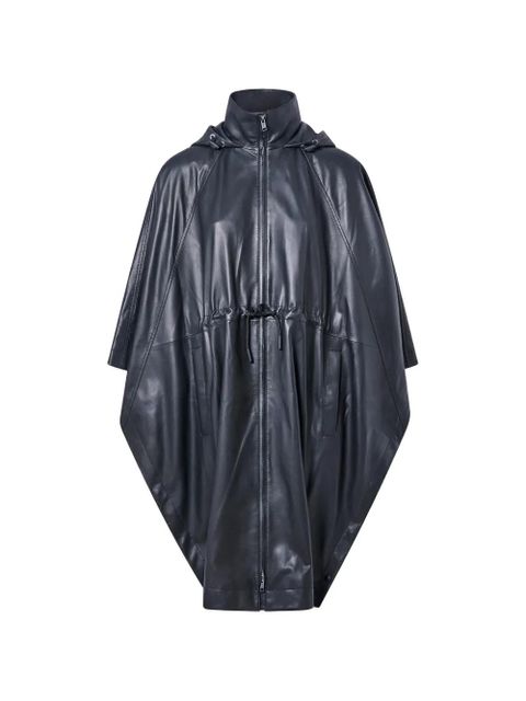 Yves Salomon hooded waterproof leather cape - Black - zdjęcie produktu nr 1