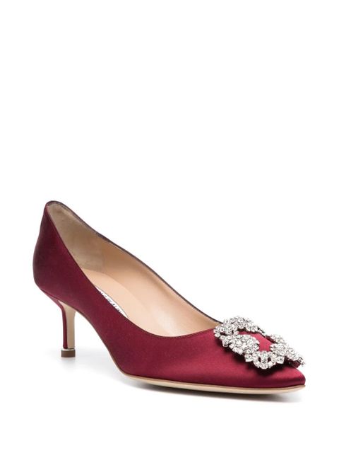 Manolo Blahnik Hangisi crystal-buckle pumps - Red - zdjęcie produktu nr 2