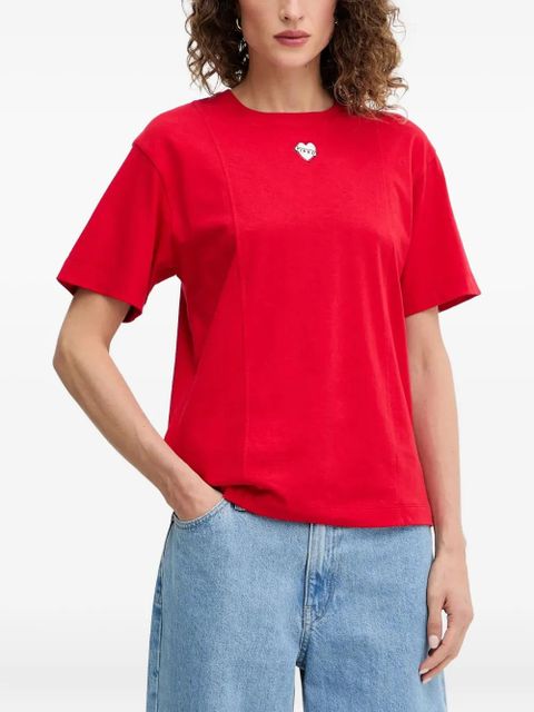 PINKO TORTINO heart-embroidery T-shirt - Red - zdjęcie produktu nr 1