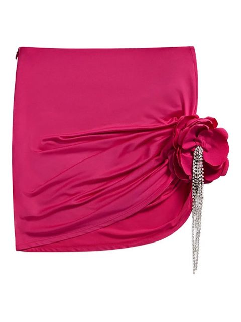 AREA floral-embellished draped mini skirt - Pink - zdjęcie produktu nr 1