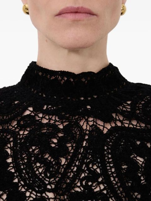 LouLou de Saison WADE velvet silk lace knit top - Black