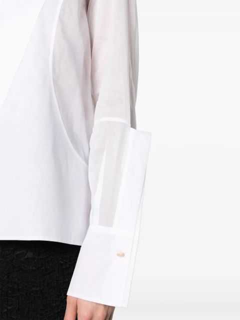 Jil Sander semi-sheer panelled cotton shirt - White