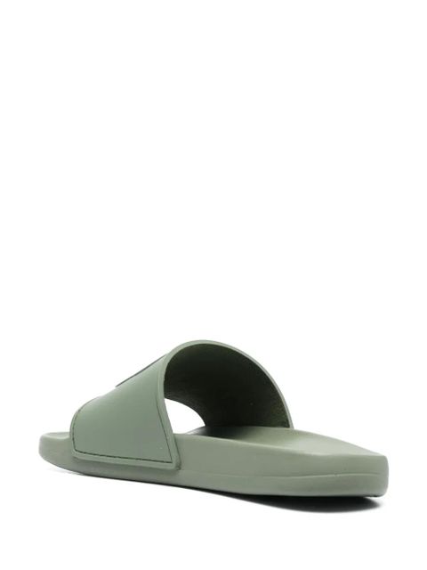ANINE BING logo-embossed faux-leather slides - Green
