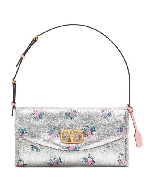 Valentino Garavani De Vaín floral-pattern small shoulder bag - Silver - zdjęcie produktu nr 1