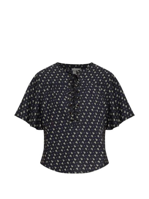 MARANT ÉTOILE Dianga lace-up printed top - Black - zdjęcie produktu nr 1