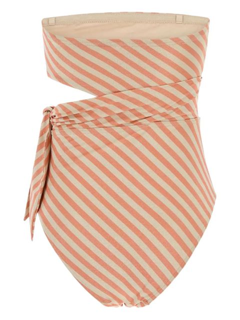 ZIMMERMANN Cascadian embroidered striped swimsuit - Neutrals - zdjęcie produktu nr 2