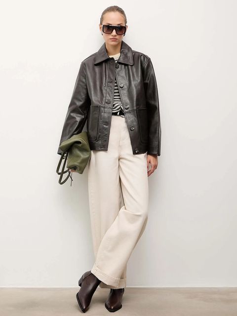 Answear.LAB botki skórzane kolor brązowy na słupku - zdjęcie produktu nr 2