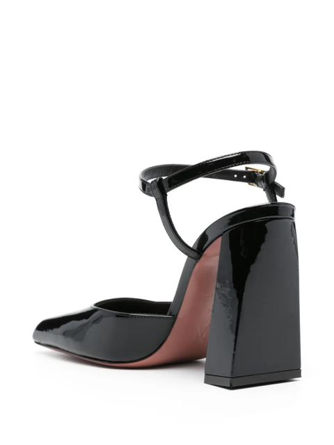 Amina Muaddi Charlotte 95 patent leather pumps - Black